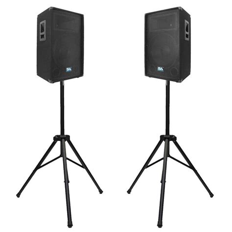 pair   pa speakers   tripod speaker stands seismic audio