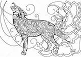 Coloring Wolf Pages Stock Animal Adults Vector Illustration Book Lace Zentangle Drawing Adult Getdrawings Dog Getcolorings Shutterstock Clothing Son Books sketch template
