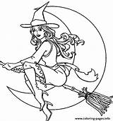 Coloring Witch Pages Halloween Kids Printable Fun Adult Witches Sheets Color Adults Print Colouring Book Printables Para Fairy Realistic Broom sketch template