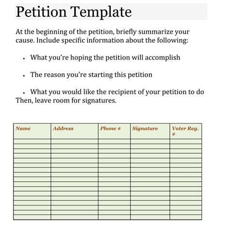 petition templates  templates  word excel