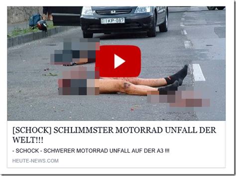 Trojaner-Warnung zu â€œSchlimmster Motorrad Unfall der Welt