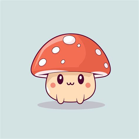 cute kawaii mushroom chibi mascot vector cartoon style  vector
