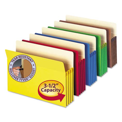 smead colored file pockets  expansion legal size assorted