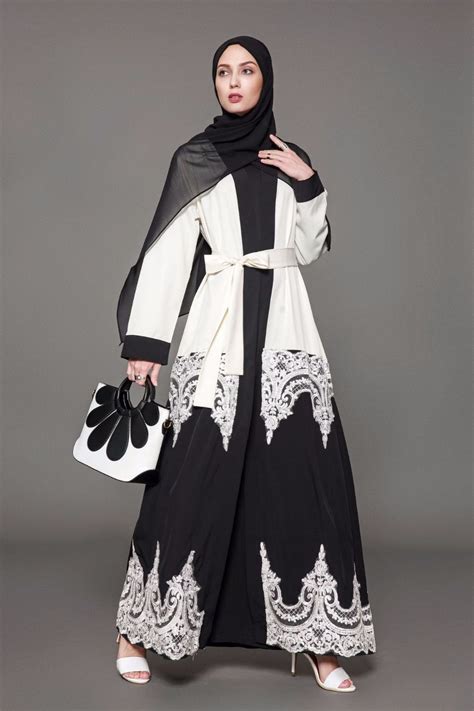 Black White Patchwork Abaya Muslim Dress Muslim Fashion Islamic Fashion