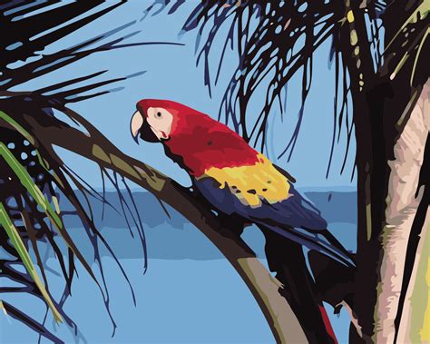parrot bird  tree paint  numbers numeral paint kit