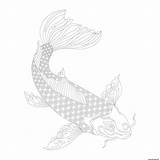 Adulte Animaux Coloriage Zentangle Poisson sketch template