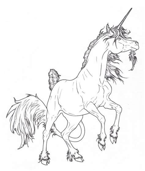 rearing unicorn lines  requay  deviantart horse coloring pages