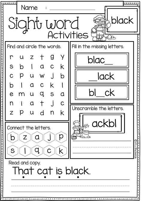 teach child   read  printable worksheets  sight words