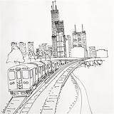 Chicago Skyline Drawing City Philadelphia Vegas Las Pen Getdrawings Drawn Dallas Train sketch template