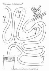 Maze Ski Winter Kids Crafts Olympic Olympics Sports Coloring Pages Printables Puzzles Worksheet Preschool Recipes Mazes Games Will Activityvillage Activities sketch template