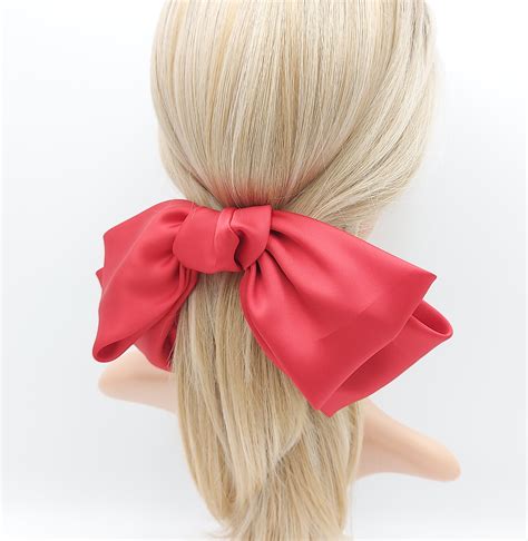 oversize satin hair bow droopy stylish women french barrette etsy