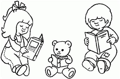 boy  girl read book coloring page   coloring page coloring