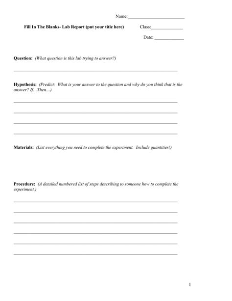 lab report rough draft template