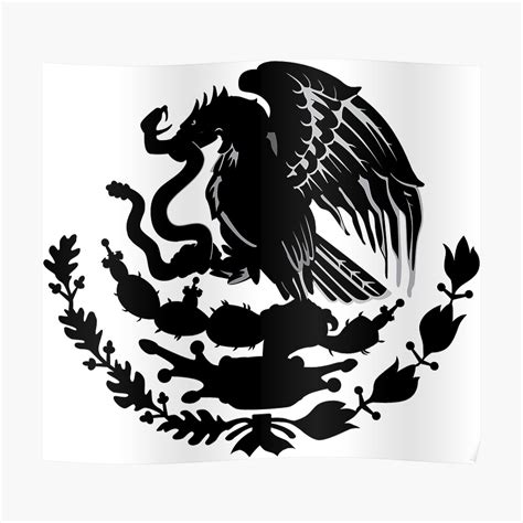 Póster Escudo De Armas De México Negro Escudo De México De