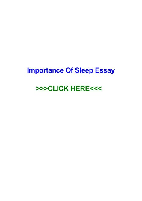 Breathtaking Importance Of Sleep Essay ~ Thatsnotus