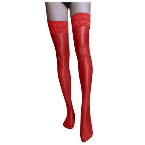 women sexy retro nylon stockings female oil flashing long thigh high