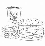 Burger Coloring Fries Potatoes Cola Pages Top sketch template
