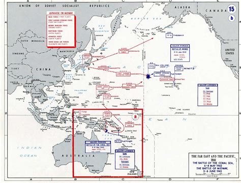map map depicting  battle  coral sea   battle  midway
