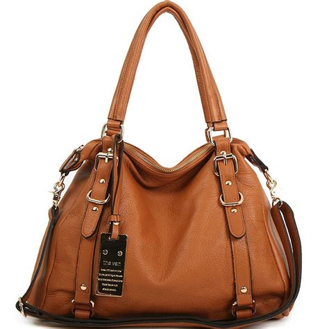 details about new leather handbag shoulder women bag brown