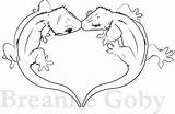 Gecko Crested Coloring Cute Heart Lineart Watermark Lizard Craft Drawings Version sketch template