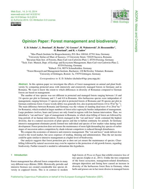 opinion paper forest management  biodiversity
