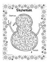 Maze Winter Mazes Snowman Kb sketch template