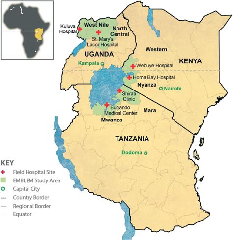 map  east africa showing  regions   emblem study area