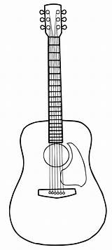 Guitar Outline Clipart Acoustic Drawing Cliparts Library sketch template