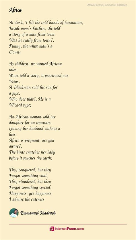 africa poem  emmanuel shadrach