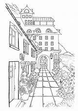 Coloring Town Pages Adult Printable Little Small Book Nice House Etsy Coloriage Stress Digital Adults Para Colorear Relieving Gift Sold sketch template