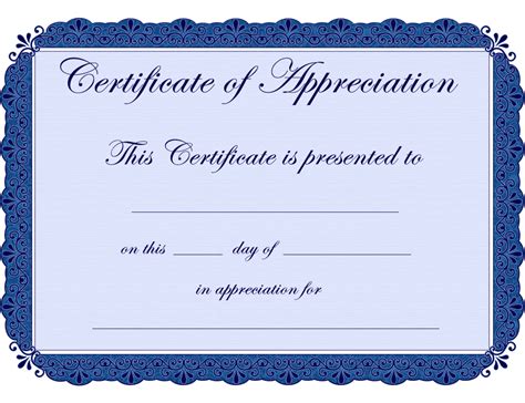 appreciation certificate template  printable certificates