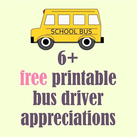 printable bus driver appreciation cards  printable card