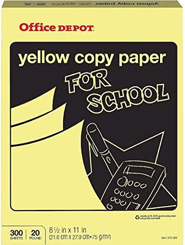 office depot colored copy paper yellow      letter size
