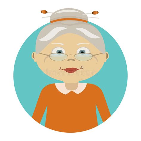 Modern Vector Illustration Of Old Woman With Glasses Icon Of Person