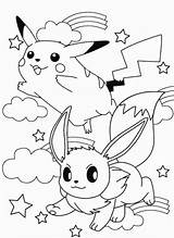 Coloring Pikachu Eevee Pages Quality High sketch template