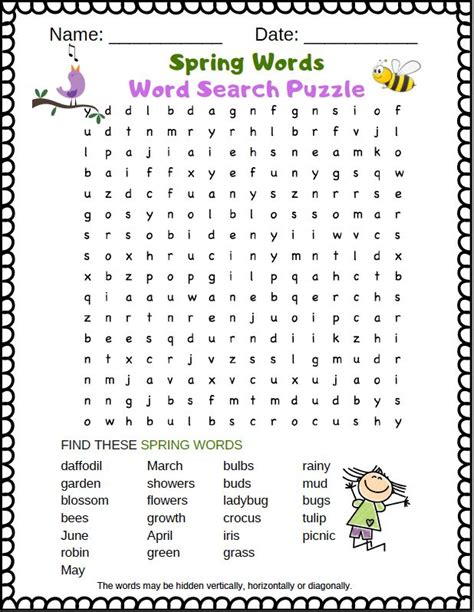 spring word search puzzle  printable word search spring words