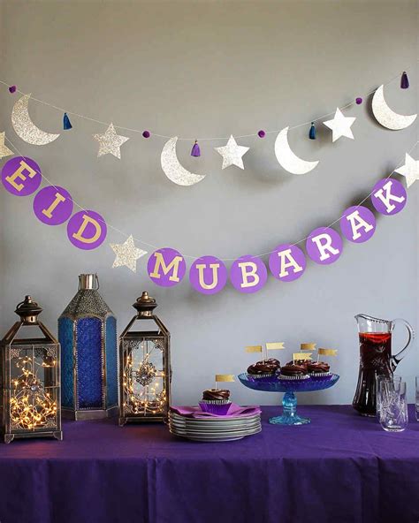 eid crescent star garland decoration papier en  ramadan