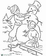 Coloring Winter Pages Snowman Printable sketch template