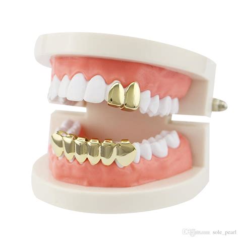 hiphop grillz metal tooth grillz gold plated color dental grillz top bottom teeth cap body