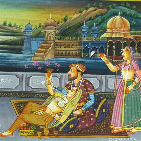 Mughal King Love Scene Rajasthani Miniature Painting On