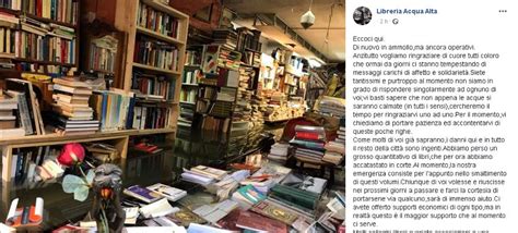 la libreria acqua alta lancia un messaggio di speranza venezia tornerà