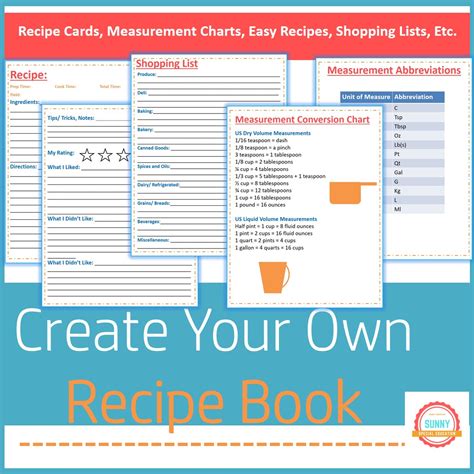 create   class recipe book recipe cards measurement charts