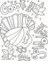 Coloring Pages Thanksgiving Turkey Gobble sketch template