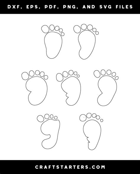 baby footprint outline patterns dfx eps  png  svg cut files