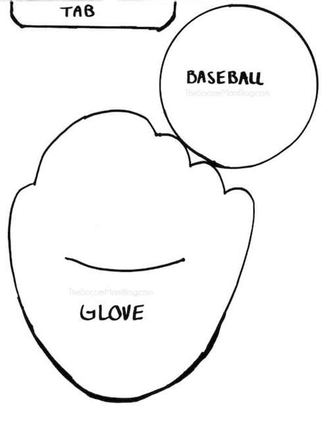 printable baseball glove template printable word searches