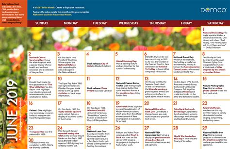Adult Library Program Ideas Calendar — June 2019