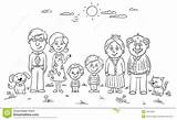 Family Big Happy Clipart Coloring Pages Vector Outline Clip Drawing Kids Printable Dreamstime Parents Tree School sketch template