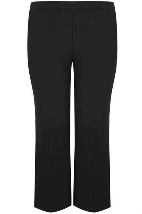 black classic straight leg trousers with elasticated waistband plus size 16 to 36