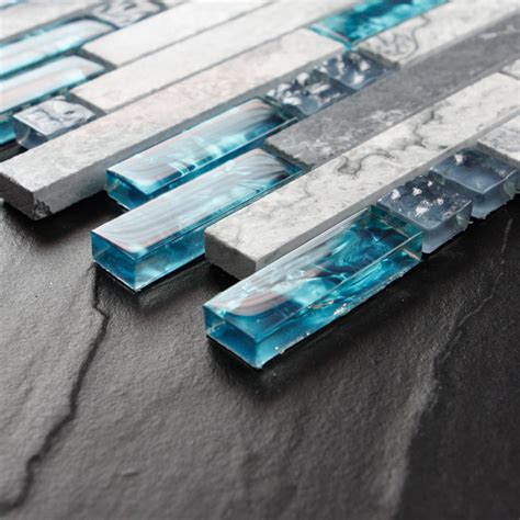 Sea Glass Mosaic Backsplash Coastal Nautical Kitchen Design Ideas