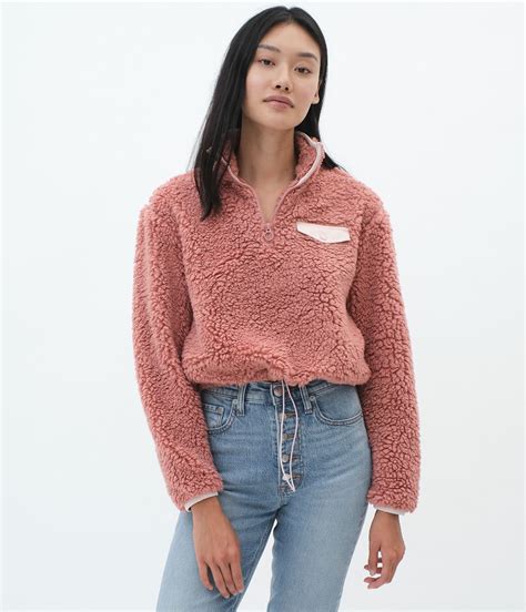 sherpa fleece  zip pullover